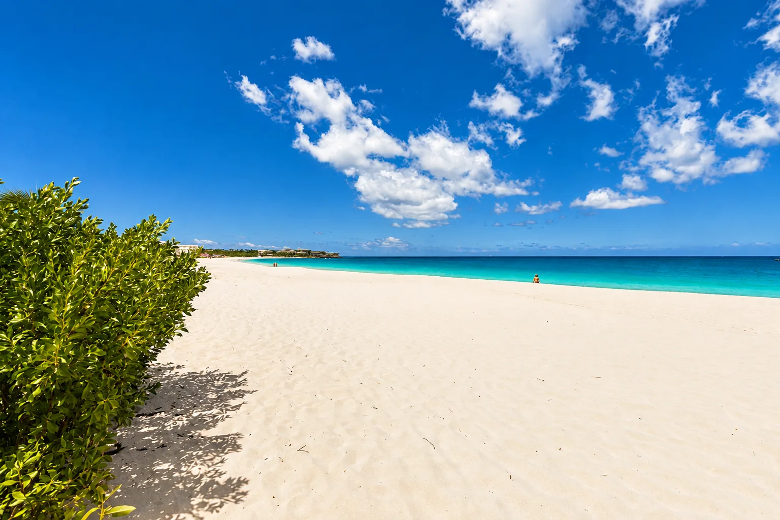 White sand beach beside turquoise water in Anguilla
